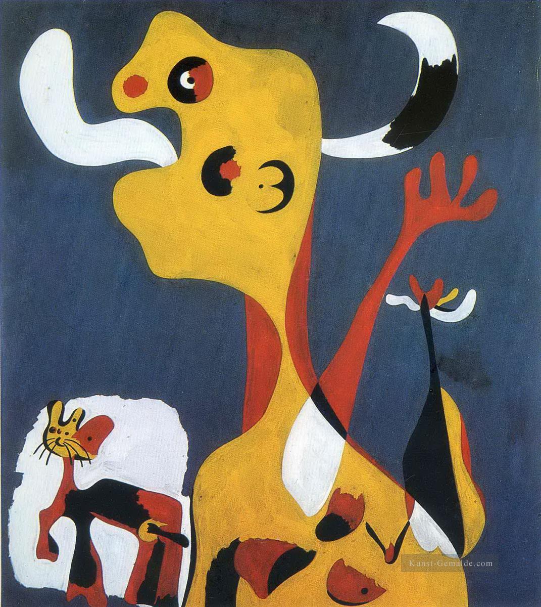 Frau und Hund vor dem Mond Joan Miró Ölgemälde